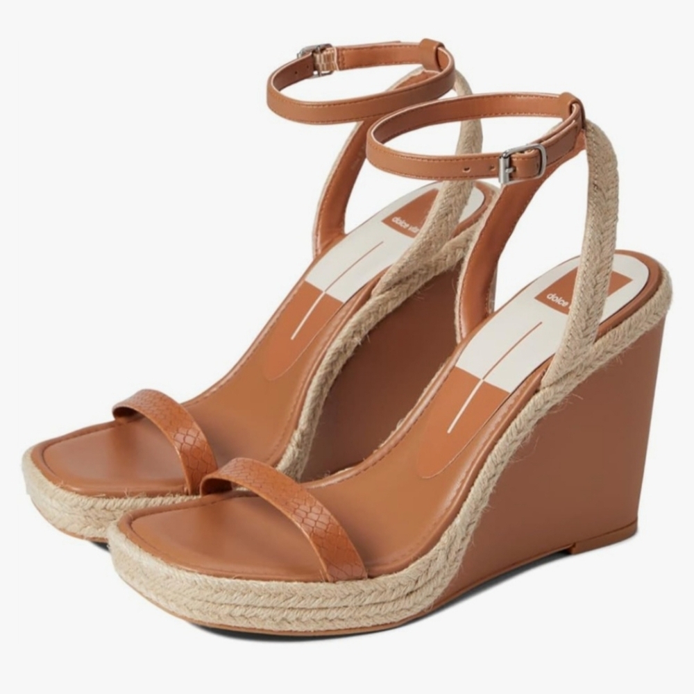 Dolce Vita Tan Wedge Sandals with Ankle Strap. Sz 9.5 NIB